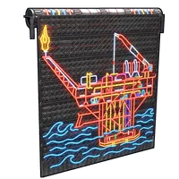 Neon Oil Rig Garage Door